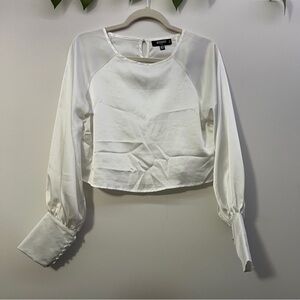 *SALE* Cropped White Women's Blouse || Missguided || US6